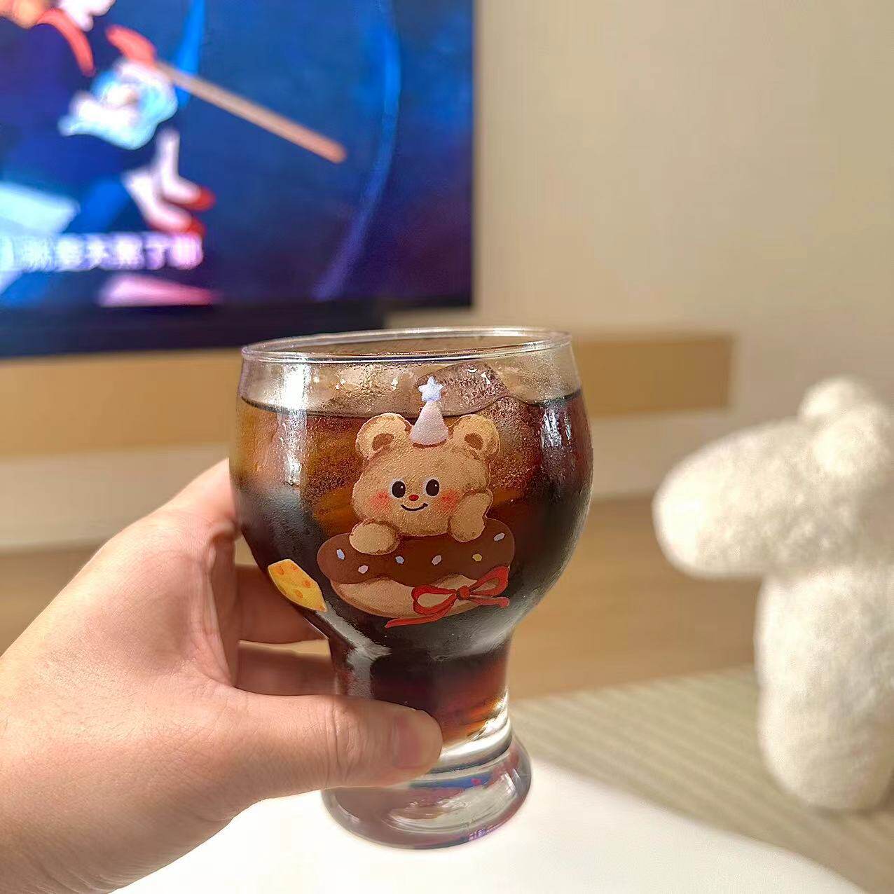 玻璃卡通可爱黄油小熊咖啡杯