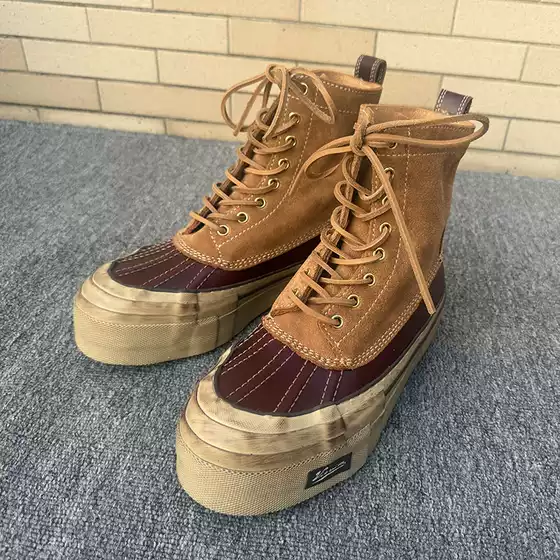 Visvim Unclegui Genuine Leather Martin Boots with Thick Soles, Internal Height Increase, Vintage Distressed Handmade Vulcanized Shoes for Men