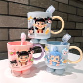 哪吒漱口杯敖丙刷牙杯子家用可爱牙刷男孩女孩儿童宝宝洗漱牙缸