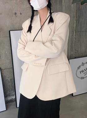 MSstudio 白色西装外套女2026春季宽松韩版高级感小西装休闲西服