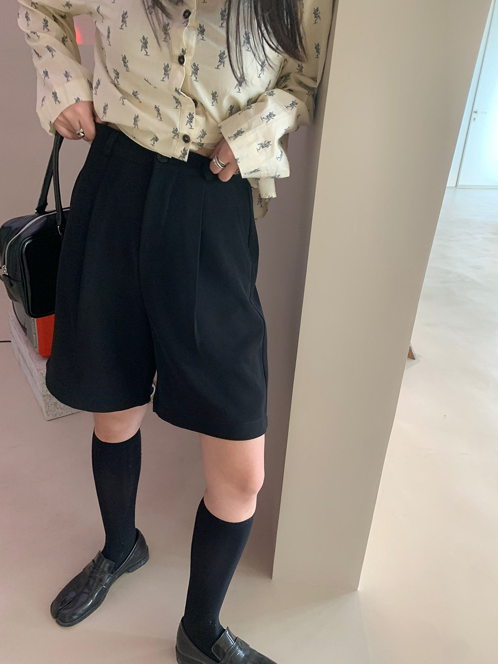 MSstudio西装短裤女夏2026新款薄款高腰宽松显瘦中裤直筒黑色西裤