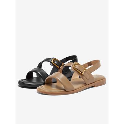 Bata时装凉鞋女2024夏季新款百搭羊皮软底休闲通勤凉鞋ABT24BL4