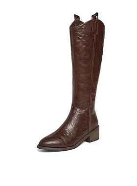 百思图流浪者24秋冬商场新款西部牛仔长靴骑士靴显瘦女靴M5321DG4