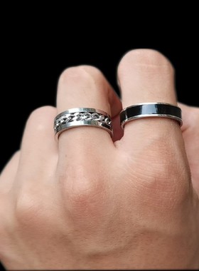 男士戒指感冷淡风黑色陶瓷男潮流个性男款ins钛钢大码中性