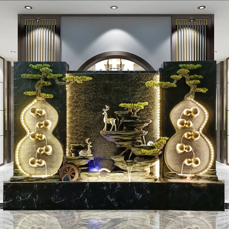 大型公司酒店假山喷泉景观水幕墙