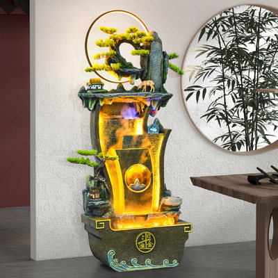 新中式假山风水轮摆件招财