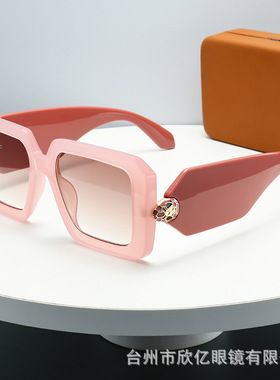 Temu个性街拍蛇头宽腿墨镜防晒大框女欧美时尚方框街拍太阳镜