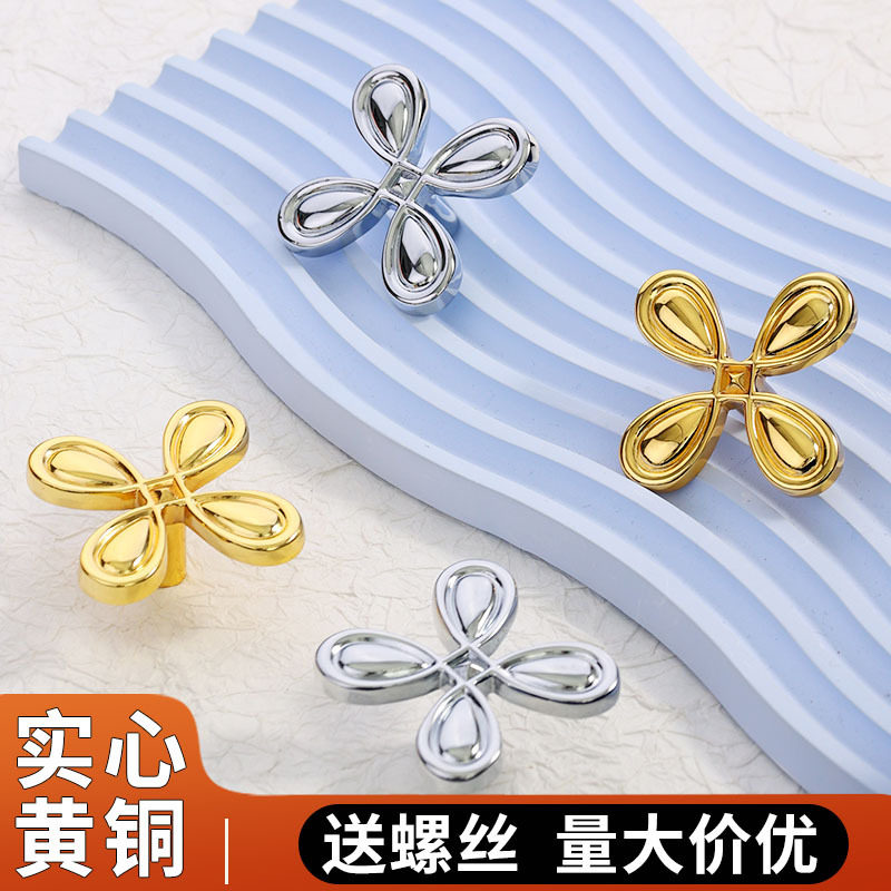 现代黄铜拉手柜门金色实心简约门把手北欧橱柜法式衣橱抽屉门拉手