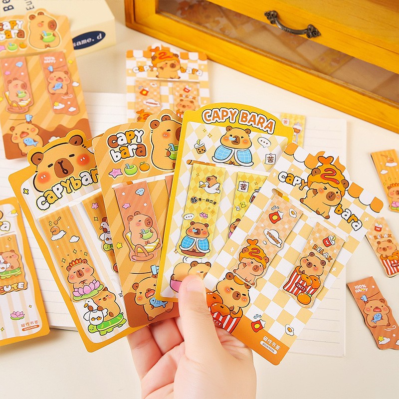 创意卡通卡皮巴拉书签幼儿园学生小礼品可爱磁性书签实用文具批发