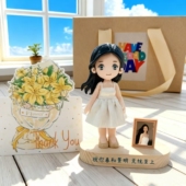 照片定制送女生生日礼品石塑粘土人偶闺蜜礼物软陶泥人Q版 小人偶