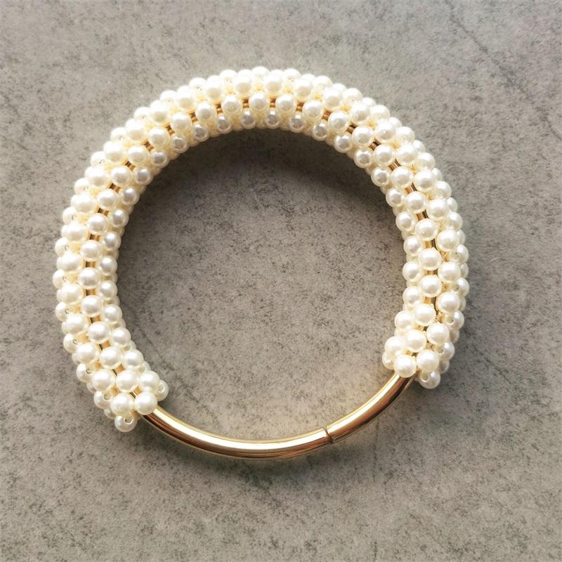 新款金色环仿珍珠编织手挽diy包配件提手柄布艺编织皮革15元/个