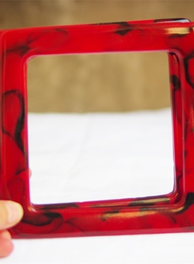 新款13cm方形红色底黑色大理石纹亚克力手挽diy包配件手柄21元/对