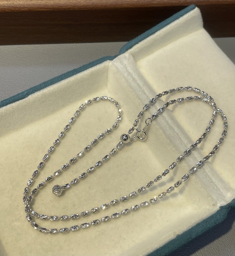 S925银意大利进口工艺V字镭射切割纹方筒链 个性百搭款毛衣链项链