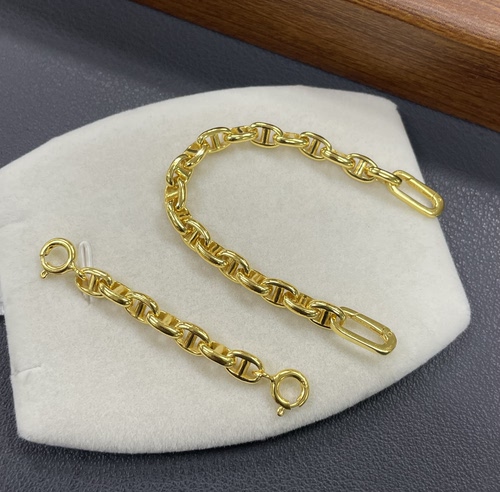 925纯银镀18k金粗款实心猪鼻子日字链 珍珠项链延长链 DIY延长链