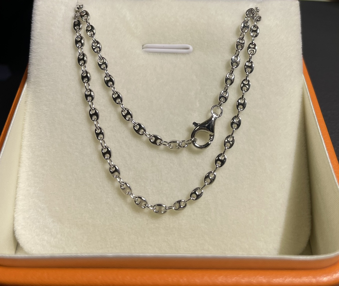 925纯银 香港公司成品猪鼻子项链 迷你咖啡豆项链气质