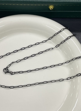 意大利进口工艺S925银镀黑 2.5mm回形针链 时尚百搭休闲款银链