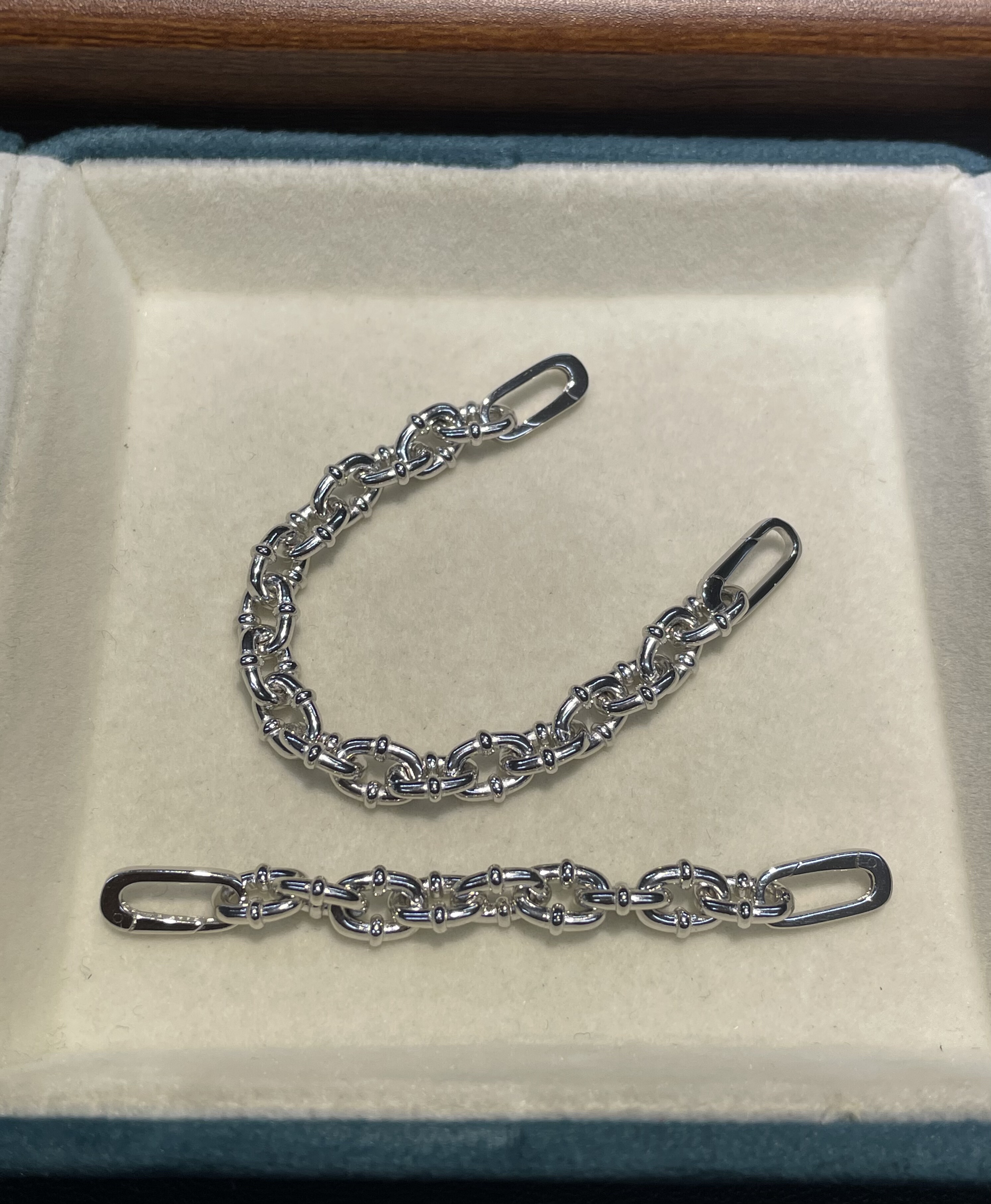 S925银镀白金粗款旦圈延长链  DIY珍珠手链项链加链 个性百搭银饰