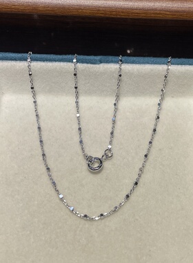 S925银镀铑白金十字间方块项链个性时尚潮流款锁骨链