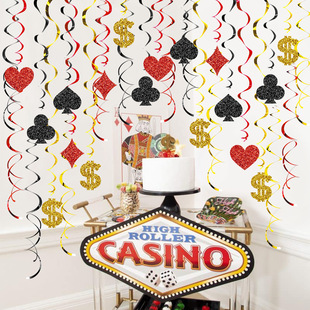 主题挂饰赌场生日螺旋悬挂儿童挂饰漩涡主题用品装饰派对聚会扑克