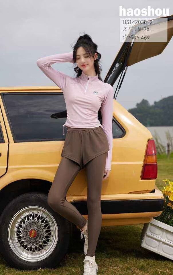 号手特新款瑜伽服套装女跑步运动健身长袖长裤泳装分体裤子游泳衣