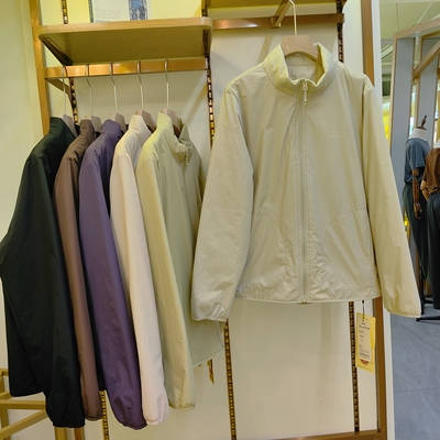 麦桐6906秋冬女士时尚休闲立领羊毛轻薄棉衣外套夹克拉链保暖上衣