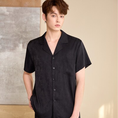 2026名典夏5619睡衣男士夏季款短袖高级感夏天家居服套装简约翻领