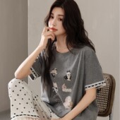 学生全棉大码 长裤 家居服269088尹品牌 带胸垫一体短袖 2026睡衣夏款