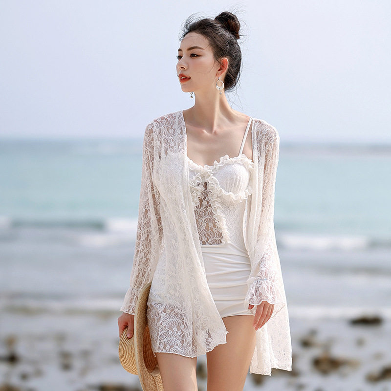 城海天游泳衣女连体裙式仙女范遮肚显瘦韩国ins风泡温泉沙滩泳装