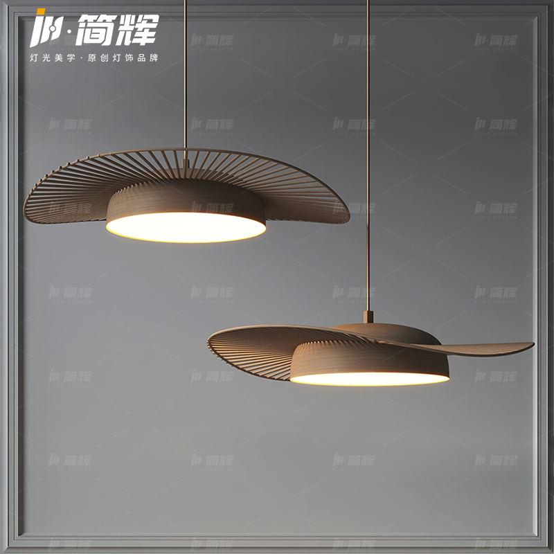 后现代复古竹编餐厅吊灯卧室床头灯高级感装饰灯侘寂风餐饮店吊灯