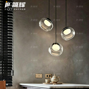 意式轻奢餐厅吊灯现代简约圆款长款云石岛台餐桌灯创意设计师灯具