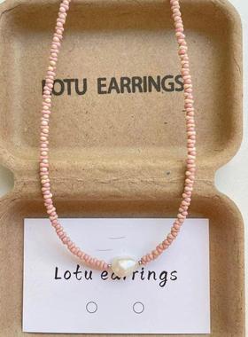 Lotu earrings-花生珠巴洛克项链