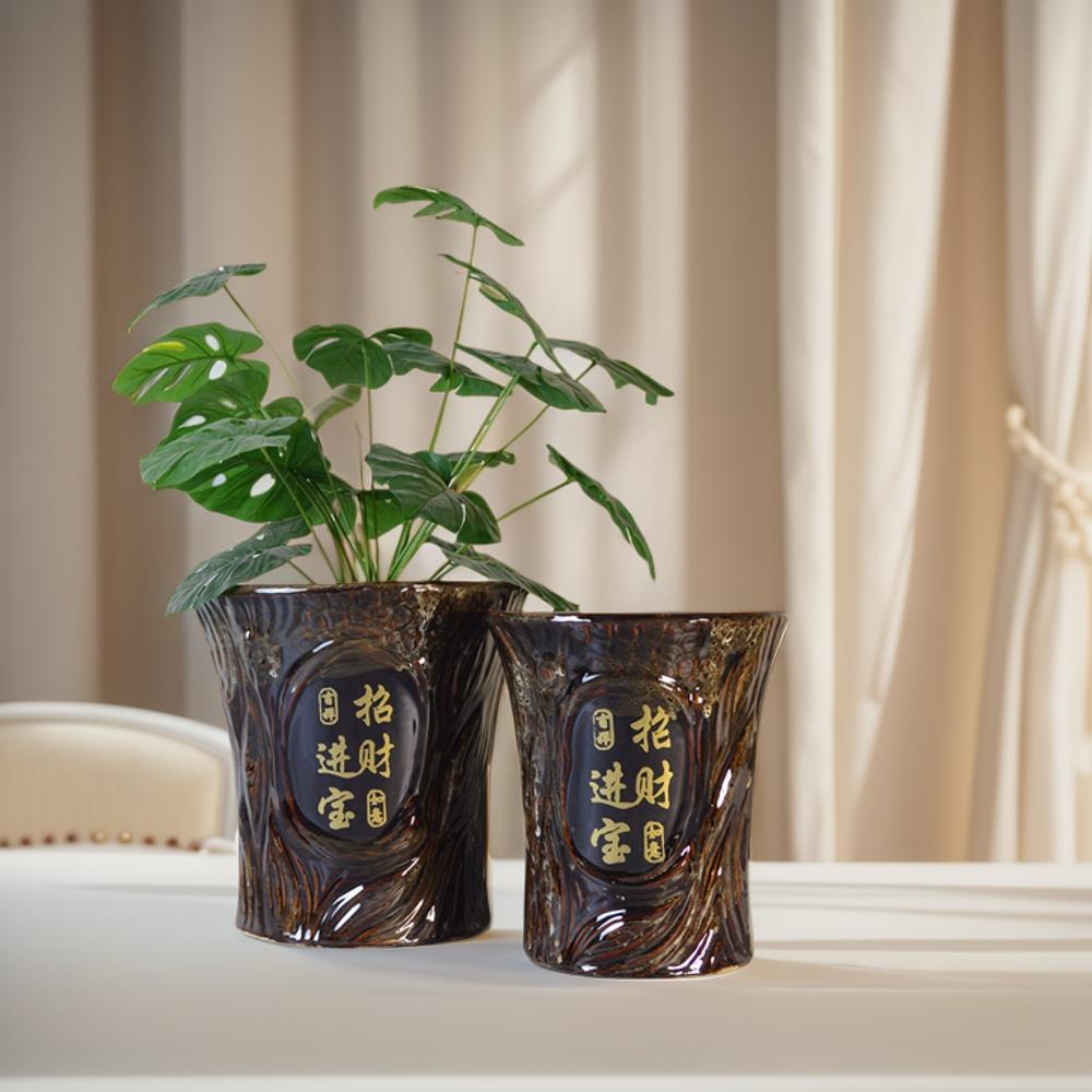 2025新款招财进宝大口径大号花瓶陶瓷种花盆简约大花盆