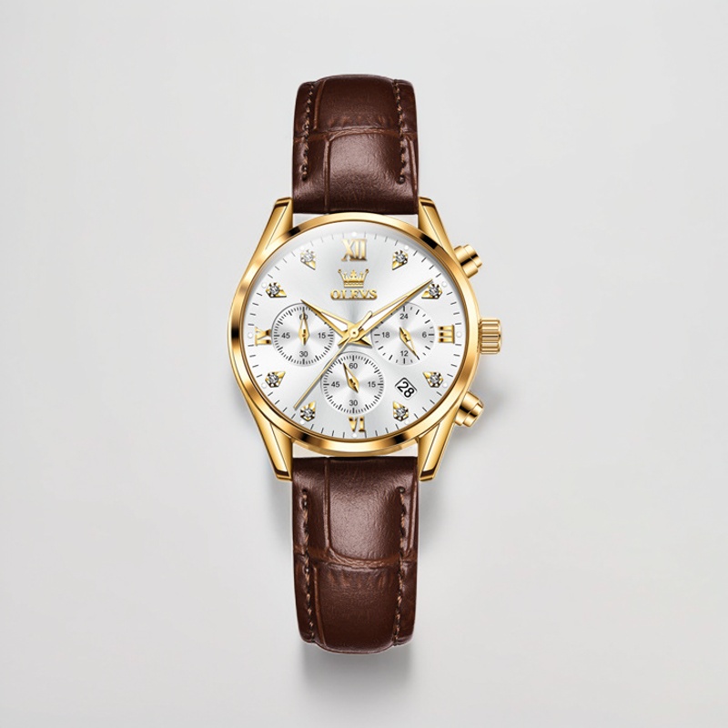 瑞士欧利时女士石英表多功能夜光