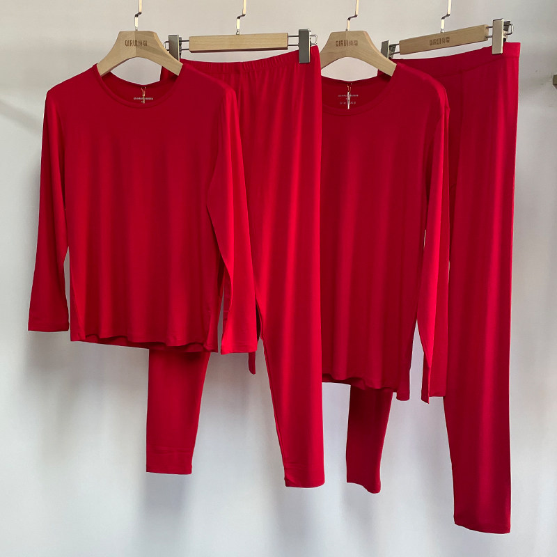 绮瑞情侣竹纤维秋衣秋裤保暖套装本命年大红色薄款男女双面绒内衣,女士内衣/男士内衣/家居服,保暖套装,淘宝优惠券,粉丝福利购,淘宝优惠卷