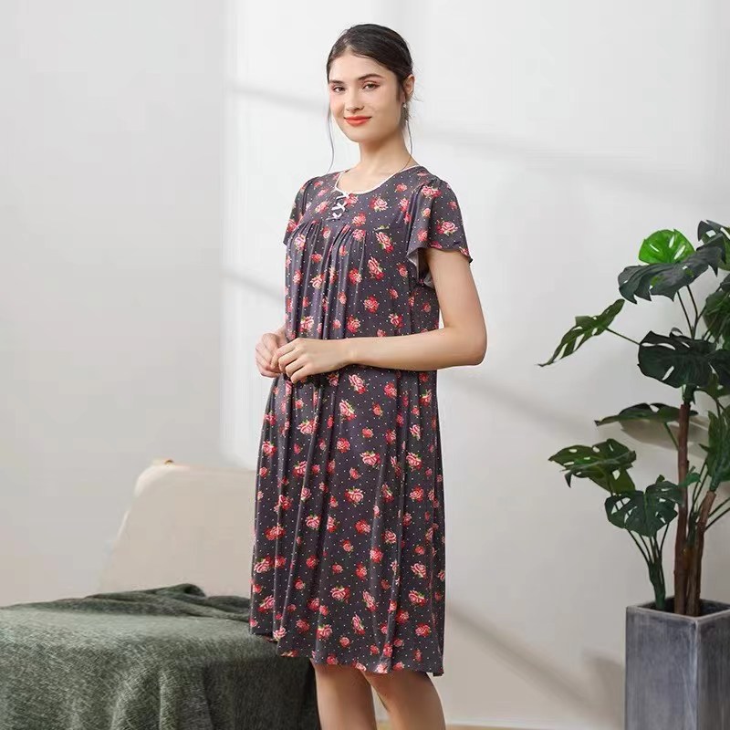 绮瑞女莫代尔短袖睡裙宽松家居服