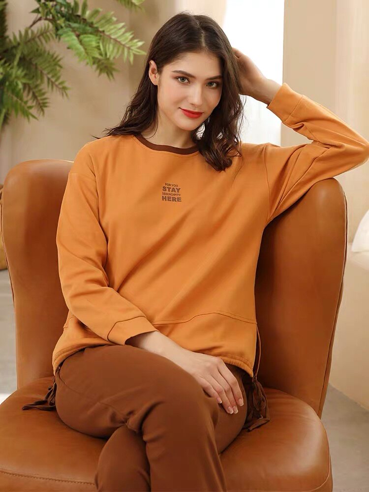 绮瑞女士针织纯棉休闲家居服套装