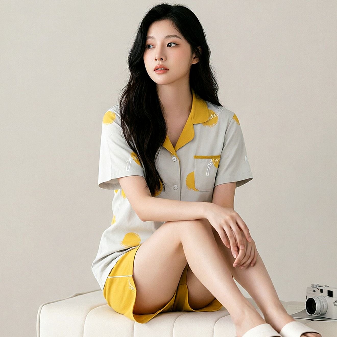 绮瑞女士夏季薄棉短袖短裤家居服
