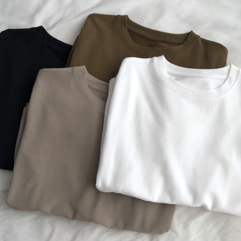 轻柔磨毛好穿简约T恤长袖打底衫