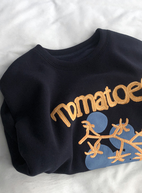 tomatoes~加绒冬款休闲圆领卫衣套头衫显瘦长袖韩版上衣小个子