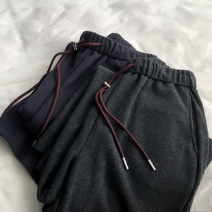 新女裤 秋装 休闲百搭高腰抽绳直筒长裤 糯糯磨毛阔腿弯刀裤