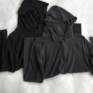 显瘦棉氨纶带帽长袖打底衫T恤上衣