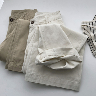 棉质休闲工装 女 简约阔腿裤