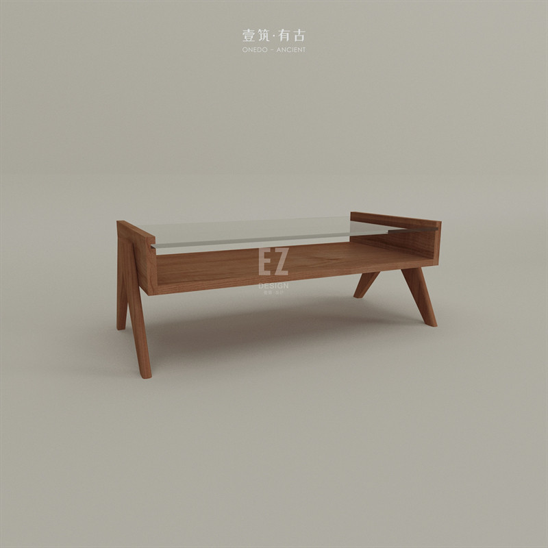 水曲柳实木会客矮茶几玻璃办公室茶几