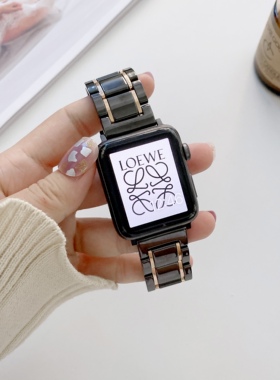 适用苹果apple watchse手表表带iwatch8/7/6/1/2/3/4/5代陶瓷表带