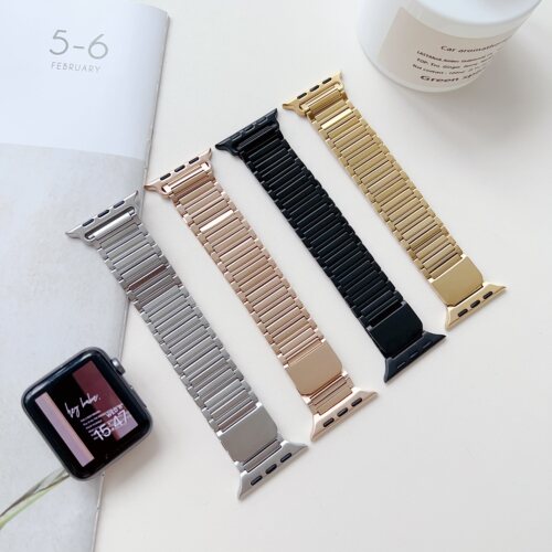 适用苹果手表iwacth表带s9金属不锈钢带applewatch7/6/5/8/se磁吸