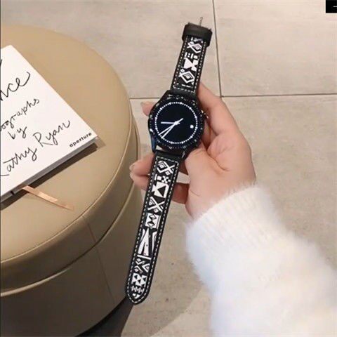 新款适用华为fit4pro帆布印花皮huawei fit4手表带皮带小众fit3