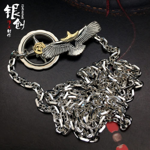 银创鹫见太郎星光轮套链18k金头小鹰钩925纯银男项链情侣手工饰品 - 封面