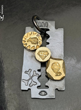 银创高桥吾郎高山隆点金银刀片吊坠925银手工制作银牌项链挂坠