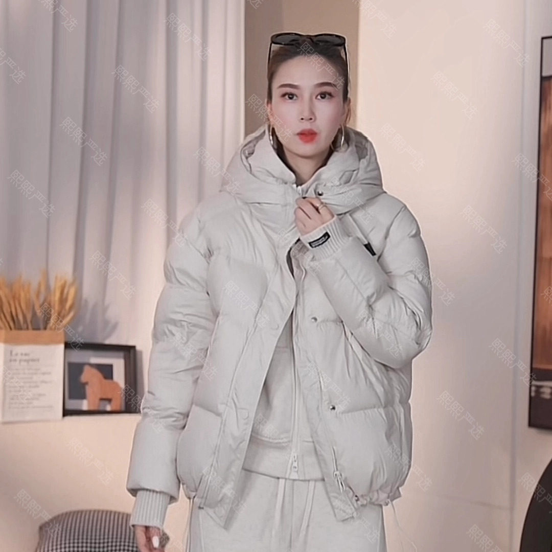 XX（1件过冬）冬季厚款休闲宽松连帽拼接手插袖羽绒服外套