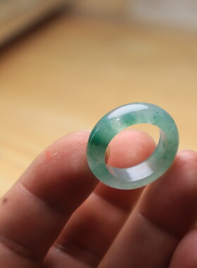 17号冰种戒指阳绿色飘花非洲翠玉戒男女款飘绿指环尾戒扳指送礼